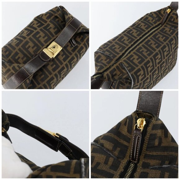 FENDI Zucca Canvas Hand Bag Black Brown Auth 141927 - Picture 16 of 16
